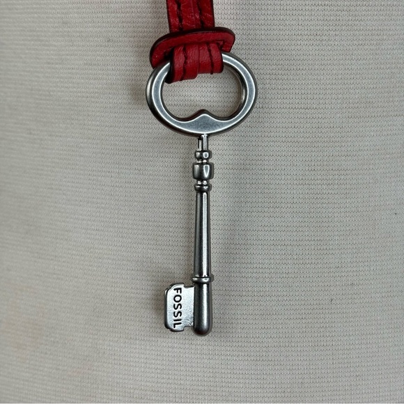 New Authentic Fossil Crossbody Tomato Color Leather Handbag Top Zip -Marlow Read - Picture 6 of 16